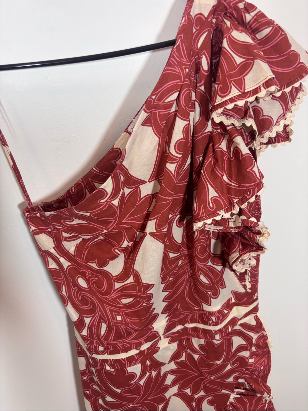 POUPETTE ST BARTH Corinne Floral Ruffled Cotton Minidress XS One Shoulder dainty - Picture 4 of 16